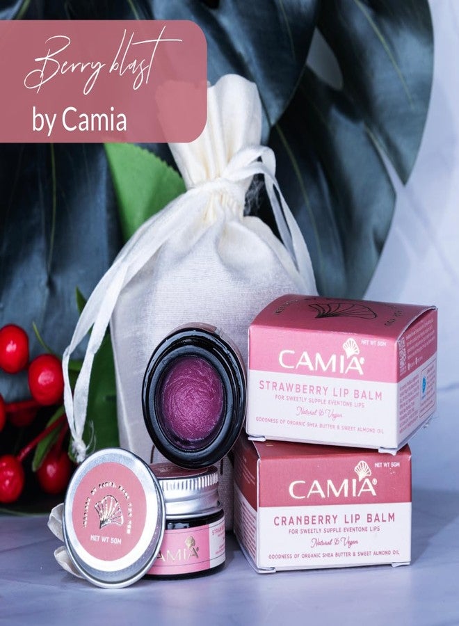 CAMIA - 100% Natural Berry Blast Lip Balm for Dry & Chapped Lips | Cranberry & Strawberry Lip Balm | Natural & Vegan | Enriched with Almond Oil | Moisturizing Dark Pigmented Lips | 5 Gm x Pack of 2 - Image 2