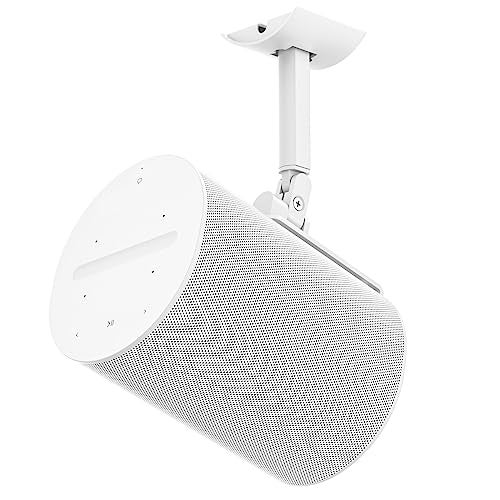 Yibracki Metal Speaker Wall Mount for Sonos Era 100 Ceiling Mount or Tilt and Swivel Adjustable Bracket for Sonos Era 100 Wall Mount with Flexible Mounting Ways Ceiling Mount for Sonos Era 100, Single White - Image 1