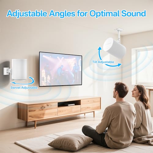 Yibracki Metal Speaker Wall Mount for Sonos Era 100 Ceiling Mount or Tilt and Swivel Adjustable Bracket for Sonos Era 100 Wall Mount with Flexible Mounting Ways Ceiling Mount for Sonos Era 100, Single White - Image 5