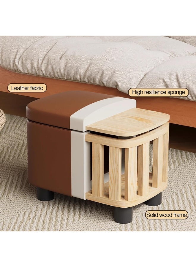 والالا مسند قدم جلدي حديث مع مساحة تخزين، مسند قدم متعدد الوظائف، مقعد لغرفة المعيشة وغرفة النوم وراحة السكن الجامعي - Image 5