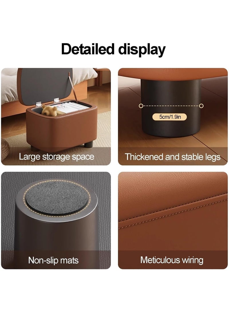 والالا مسند قدم جلدي حديث مع مساحة تخزين، مسند قدم متعدد الوظائف، مقعد لغرفة المعيشة وغرفة النوم وراحة السكن الجامعي - Image 3