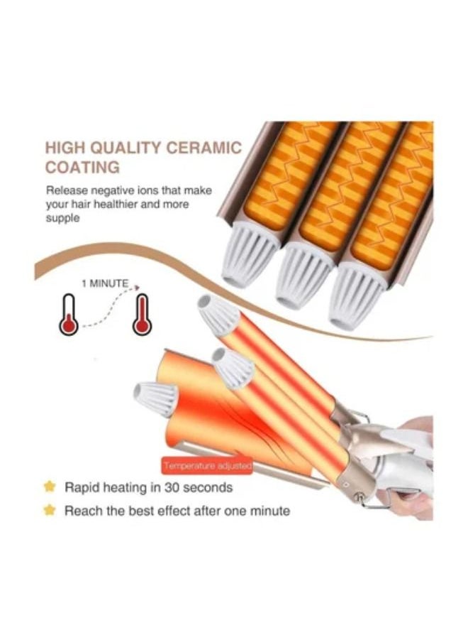SHOPI 3 Barrel Curling Iron Professional Hair Curler Wand, Curling Tongs 3 Barrel Curly Hair Styling Tools Hair Wavers with Two Gear Temperature Control, Heated Ceramic Hair Crimpers Iron Hair Stylers for W  - Image 5