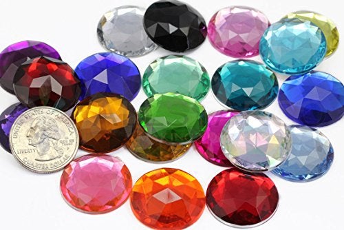 Allstarco 25mm Crystal H102 Flat Back Round Acrylic Rhinestones Plastic Circle Gems for Costume Making Cosplay Jewels Embelishments 20 Pcs (Crystal) - Image 4