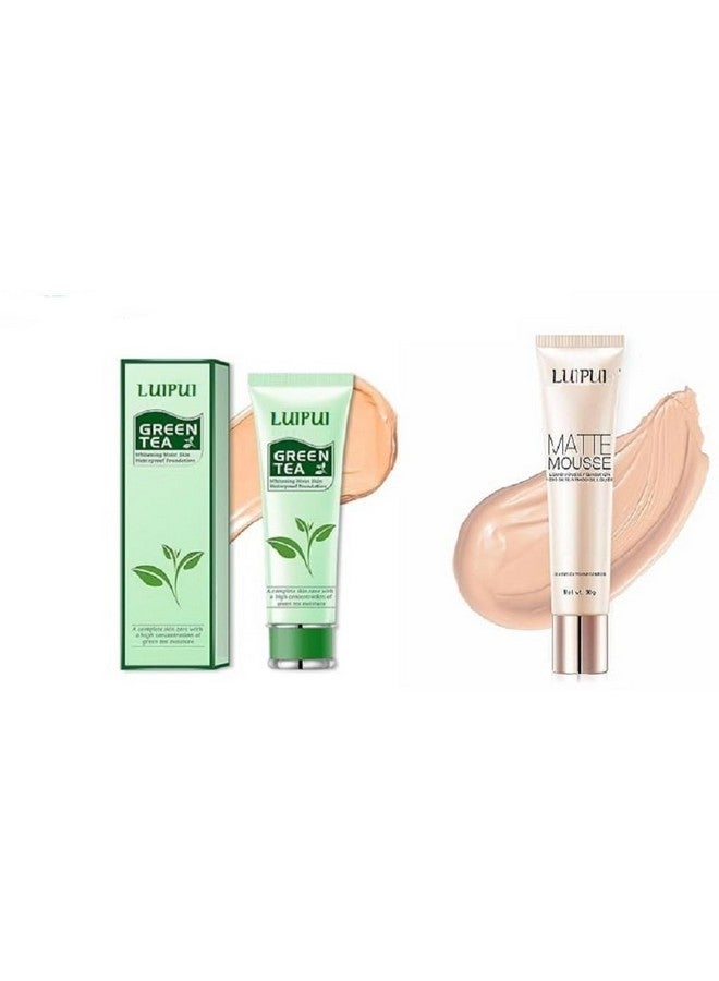 Lui Pui LUIPUI Green Tea Foundation, Matte Mouse Foundation/Long lasting, Waterproof - (80g+30g) (2 Items in the set) - Image 1