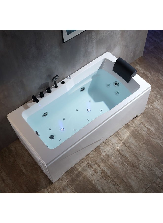 DANUBE HOME Milano Massage Bathtub 1800*900*680 W/ Matt Black Mixer | Acrylic Body with Metal Rod Support Massage Bathtub | Bath Tub With Massager For Toilet Bathroom - White - Image 4