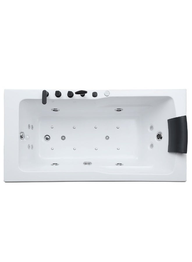 DANUBE HOME Milano Massage Bathtub 1800*900*680 W/ Matt Black Mixer | Acrylic Body with Metal Rod Support Massage Bathtub | Bath Tub With Massager For Toilet Bathroom - White - Image 1