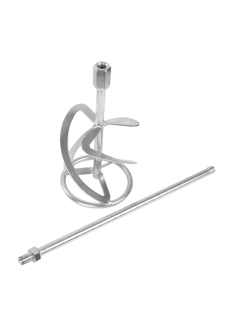 ريشة خلط اسمنت ودهان بشكل S – أداة خلط للدهانات والمونة والأسمنت، سن خارجي 14 ملم – شفرة لولبية مجلفنة - Image 1