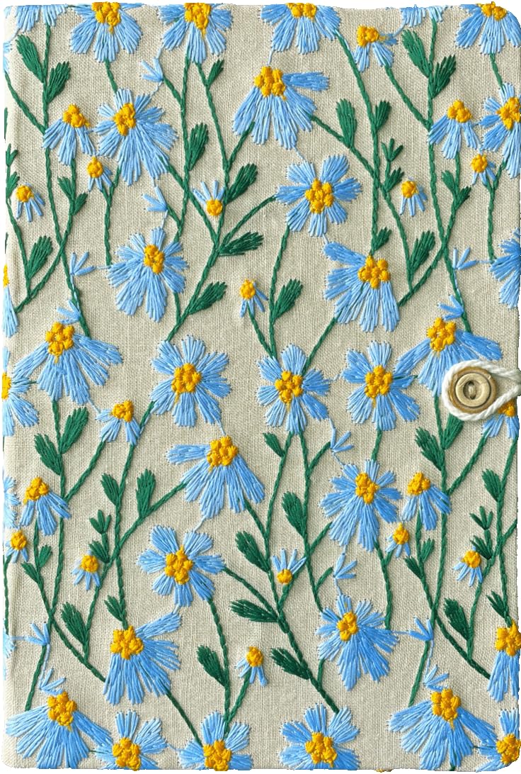 ipoul A5 Sketchbook, Flower Notebook, Embroidered Journal, Daisy Gifts for Women, 8"x6" Notebook, Hardcover, Lay Flat, Personalized Notebook, Unlined Notebook, Plain Journal, Blue Daisy - Image 1