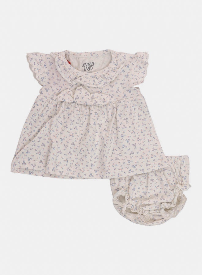 LOVELY LAND Girls Baby Dress and Diaper Cover Set 