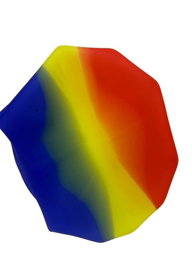 Self Lub Silicone Swim Cap, Waterproof Multicolor Swimming Cap for Men, Women, Boys & Girls (RED Yellow Blue) - Image 3