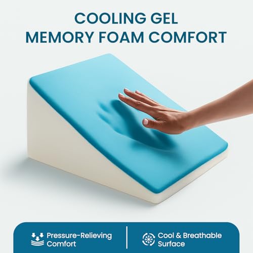 Sleepsia Wedge Cushion Memory Foam Orthopedic Pillow for Bed | 1 Year Warranty | for Acid Reflux, Pregnancy, GERD, Back & Leg Support, Post Surgery, Snoring | Washable Cover | Blue | 20"Lx17.4"Wx10"H - Image 4