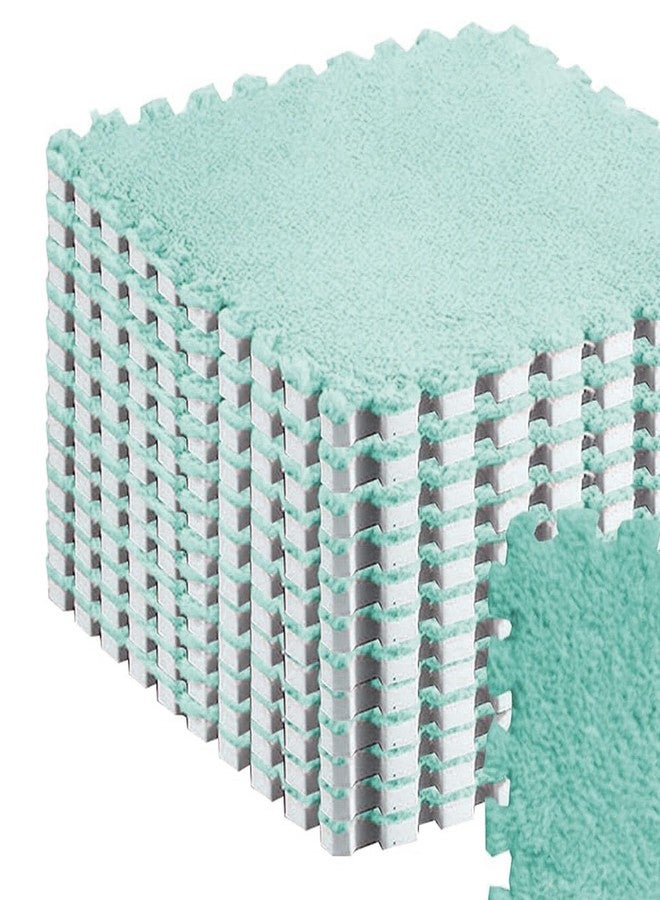 Hilitand 10pcs Plush Foam Puzzle Mat Tiles Soft Non Slip Interlocking Carpet Floor Tiles For Bedroom Kids Room Play Area (Mint Green) - Image 5