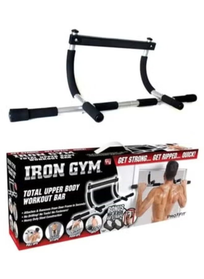 Iron Gym Upper Body Workout Bar – Heavy-Duty Steel Pull-Up Bar for Doorway Installation – Adjustable Multi-Grip Bar for Chin-Ups, Pull-Ups, and Strength Training – No Screws Required – Home Gym Equipment for Beginners and Fitness Enthusiasts – Supports Full Body Workouts - Image 1