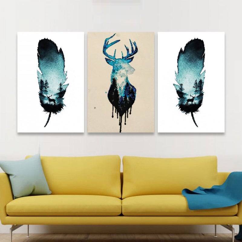 Marktna Three luxurious canvas prints with a modern design and a hollow frame, measuring (120×60), three pieces - Image 1