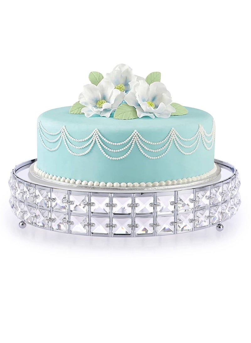 Excefore Tall Silver Cake Stand, 12 inch Silver Round Cake Stand, Cookies Fruit Serving Tray Display Tray with Crystal Beads Decor, for Wedding Birthday Party Supplies Centerpiece  - Image 1
