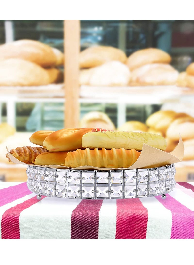 Excefore Tall Silver Cake Stand, 12 inch Silver Round Cake Stand, Cookies Fruit Serving Tray Display Tray with Crystal Beads Decor, for Wedding Birthday Party Supplies Centerpiece  - Image 2