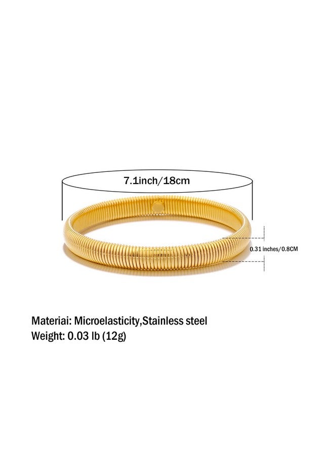 Badu Gold Chunky Bangle Stretch Bracelets For Women Waterproof Stretchy Stainless Steel Link Chain Flexible Bracelets (8Mm Wide, 7.0 Inches Long) - Image 2