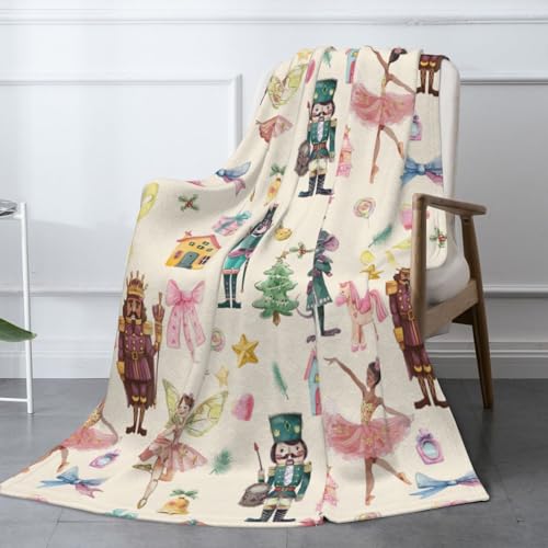 Zminciu Christmas Nutcracker Ballet Girl Throw Blanket Cozy Fluffy Plush Blanket Soft Flannel Throw Blanket for Kids Men Women Gift Sofa Bed Couch 80"x60" Christmas - Image 1