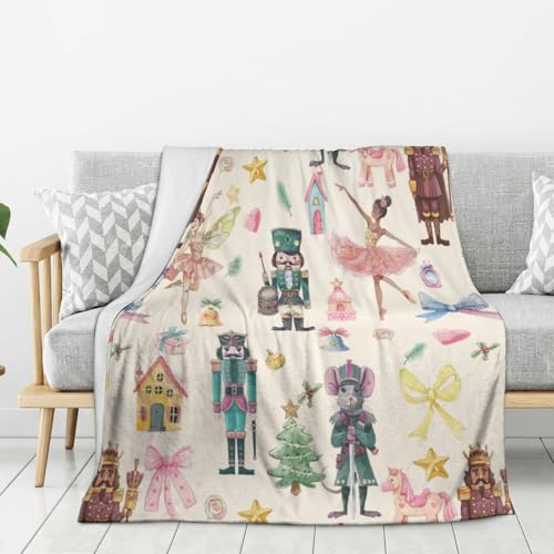 Zminciu Christmas Nutcracker Ballet Girl Throw Blanket Cozy Fluffy Plush Blanket Soft Flannel Throw Blanket for Kids Men Women Gift Sofa Bed Couch 80"x60" Christmas - Image 2