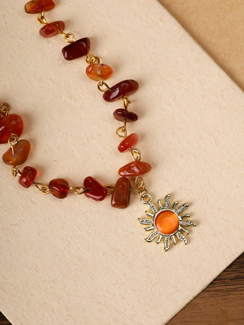 Sacina Boho Hippie Sun Choker, Natural Carnelian Crystal Necklace, Boho Necklace, Hippie Jewelry, Christmas Jewelry Gift For Women - Image 5