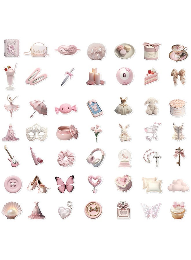 BEBLOSSOM 100 Pcs Coquette Stickers Pack - Pink Cute Aesthetic Vinyl Waterproof Stickers for Water Bottles, Laptops, Phones, Guitars & More - Image 4