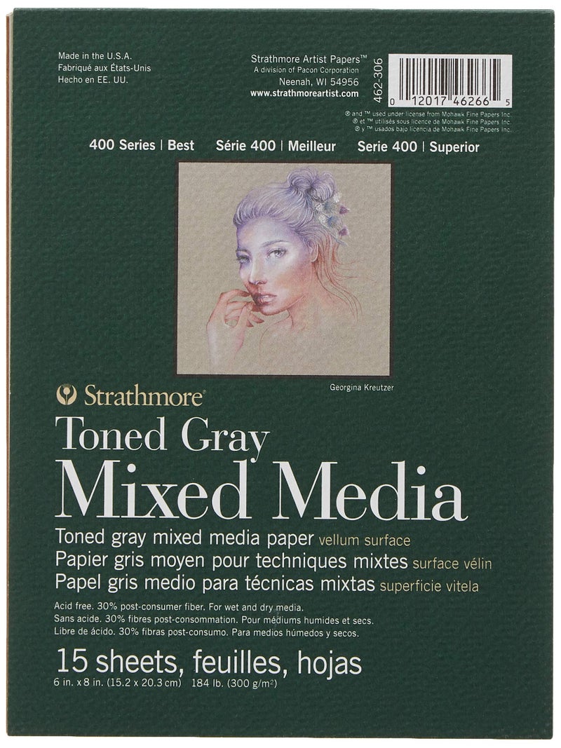 Strathmore Toned Mixed Media Paper Toned Grey 6X815 Sheets 62462306