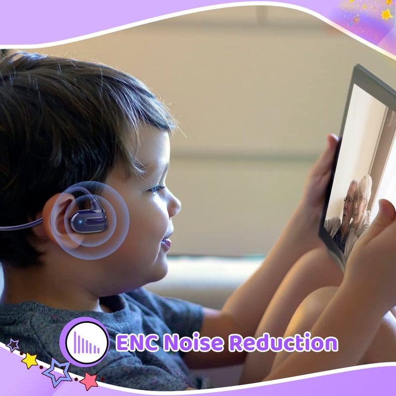 Golvery Open Ear Kids Headphones, Wireless Bluetooth 5.3 Headset for Phone/Kindle/Tablet, Safer Hearing Protection Children Earphones, Built-in Mic, Ultra-Light & Comfort Fit, 10H Playtime - Image 3