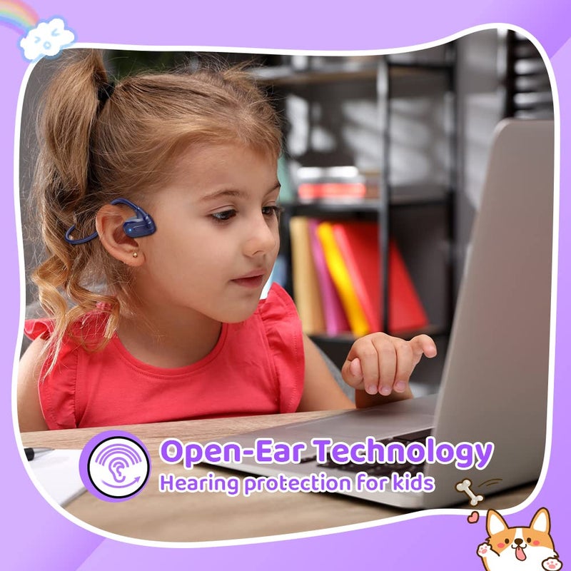 Golvery Open Ear Kids Headphones, Wireless Bluetooth 5.3 Headset for Phone/Kindle/Tablet, Safer Hearing Protection Children Earphones, Built-in Mic, Ultra-Light & Comfort Fit, 10H Playtime - Image 2
