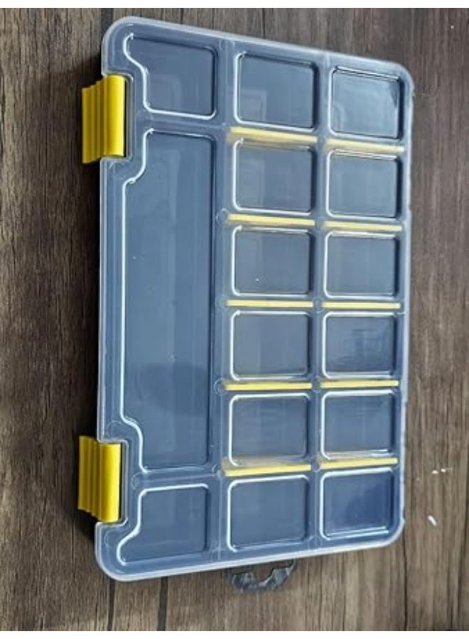 صندوق  تقسيم بلاستيكي، صندوق تخزين بلاستيكي مقسم، صندوق منظم بلاستيكي شفاف 15 أقسام صغيرة مع فواصل، منظم صندوق أدوات بمقبض حمل - Image 1