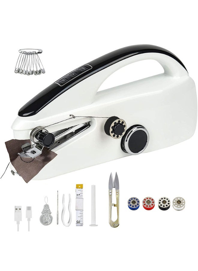 تداو آلة الخياطة المحمولة ، آلة الخياطة الصغيرة المحمولة ذات السرعتين مع مجموعة الخياطة ، مناسبة للمبتدئين ، والكبار DIY 、 العائلة ، السفر ، وإصلاح الملابس السريعة الأبيض - Image 1