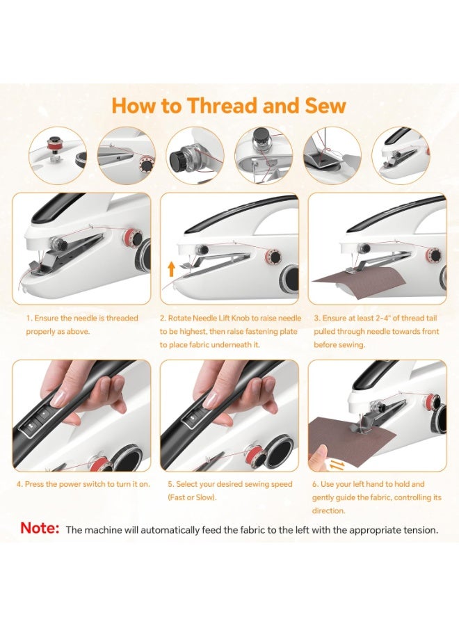 تداو آلة الخياطة المحمولة ، آلة الخياطة الصغيرة المحمولة ذات السرعتين مع مجموعة الخياطة ، مناسبة للمبتدئين ، والكبار DIY 、 العائلة ، السفر ، وإصلاح الملابس السريعة الأبيض - Image 4
