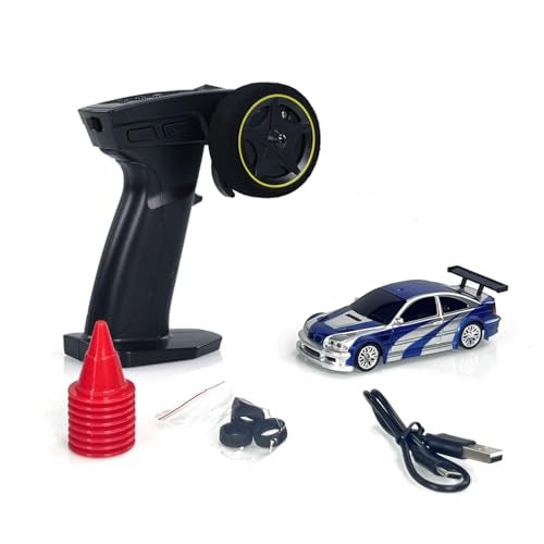 FEXXA 1/43 Scale RC Drift Race Car Gyro 4WD Ready to Go Mini Remote Control Car High Speed Model (1:43 RC Drift BWM M3 GTR-Blue) - Image 2