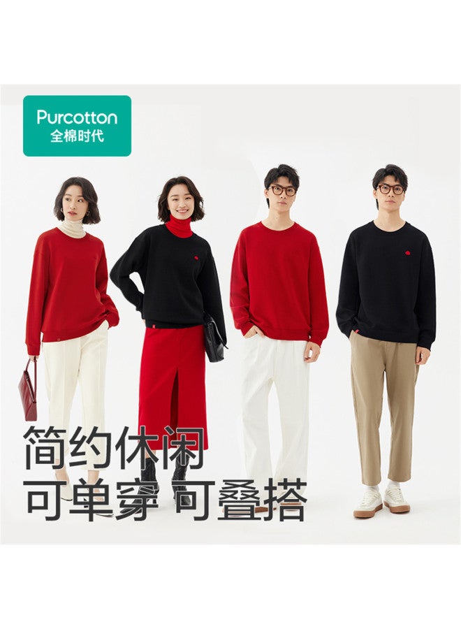 purcotton Spring Men'S And Women'S Air-Knit Round Neck Sweatshirt, Structured And Fluffy - Image 2