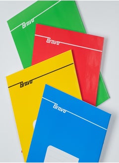 Bravo Bravo Italian Large Stapled Notebook - 60 Sheets - lined - Assorted Plain Colors - Pack of 10 Pcs 