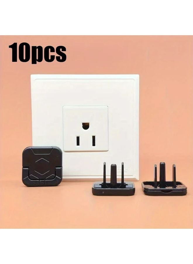 10 Pack Black 3 Hole Outlet Covers Electrical Safety Plug Protectors For American Standard Sockets - Image 1