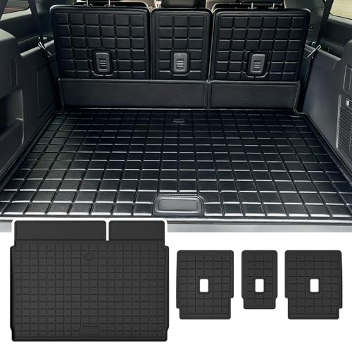 WAYIDSS Cargo Mat with Backrest Protection for 2025 Ford Expedition MAX, TPE All Weather Protection Cargo Liner with Velcro Rear Seats Backrest car Accessories-Black - Image 1