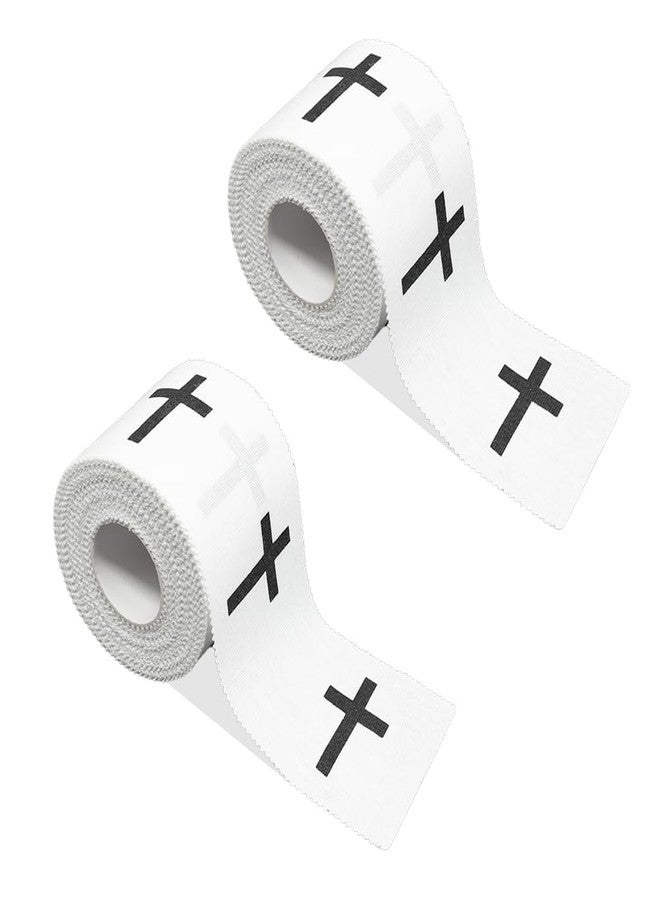 Eaureum 2Pcs Christian Athletic Tape 2IN X 23FT Cotton Zinc Oxied White Sports Tape for Sports, Cross Athletic Wrist Tape for Gymnastics - Image 1
