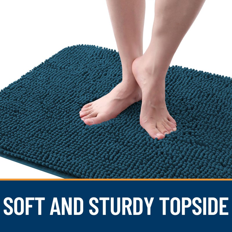 OLANLY Dog Door Mat for Muddy Paws 30x20, Absorbs Moisture and Dirt, Absorbent Non-Slip Washable Doormat, Quick Dry Chenille Mud Mat, Entry Indoor Entryway Carpet for Inside Floor, Atlantic Blue - Image 4