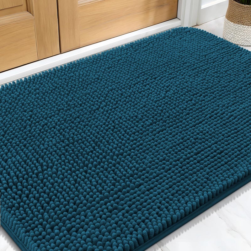 OLANLY Dog Door Mat for Muddy Paws 30x20, Absorbs Moisture and Dirt, Absorbent Non-Slip Washable Doormat, Quick Dry Chenille Mud Mat, Entry Indoor Entryway Carpet for Inside Floor, Atlantic Blue - Image 1
