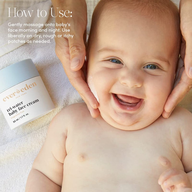 Evereden كريم وجه الأطفال ثلاثي الماء من إيفيريدن، 1.7 أونصة سائلة | رعاية أطفال نظيفة | مرطب أطفال غير سام وخالي من العطور | مكونات نظيفة - Image 3