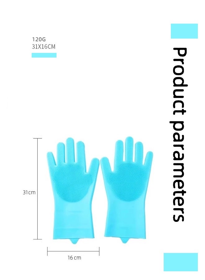 Silicone Pet Grooming Gloves for Dogs & Cats - Bathing Gloves with High-Density Teeth & 5-Finger Design, 2-in-1 Dog Deshedding and Massage Gloves, Reusable Dog Washing Gloves (Blue) - Image 2