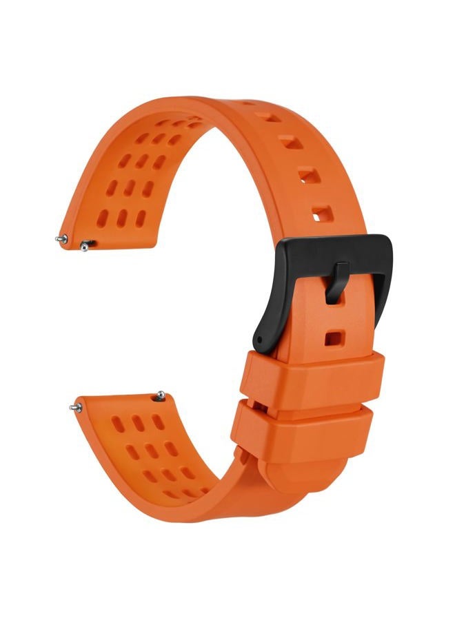 WOCCI 20mm Rally Watch Band, FKM Rubber Strap, Quick Release, Black Matte Buckle (Orange) - Image 1