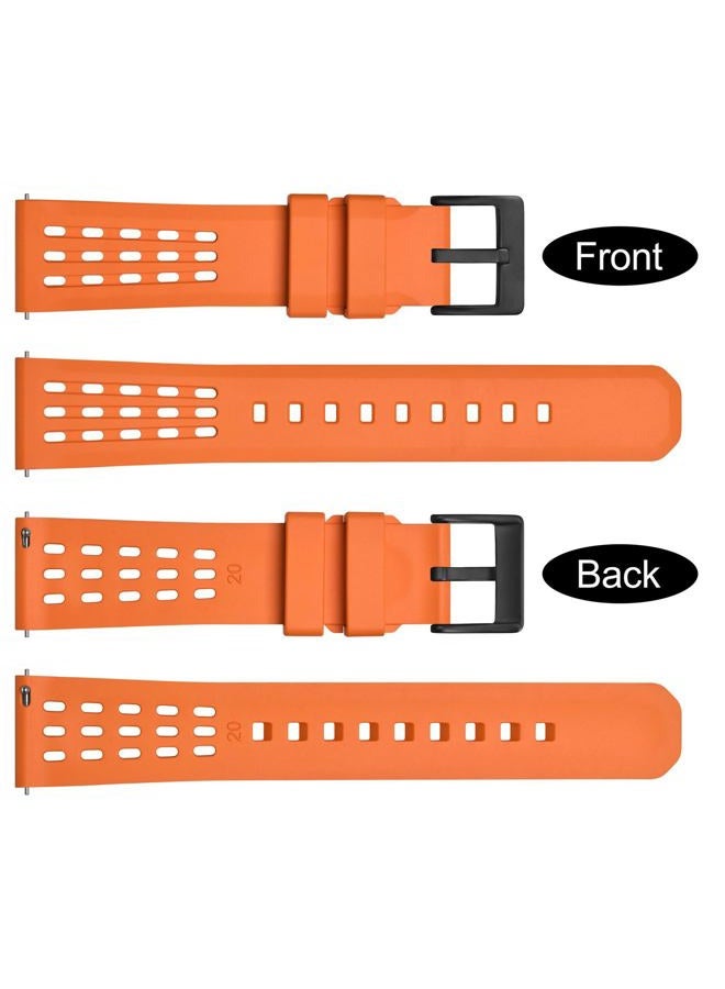WOCCI 20mm Rally Watch Band, FKM Rubber Strap, Quick Release, Black Matte Buckle (Orange) - Image 3