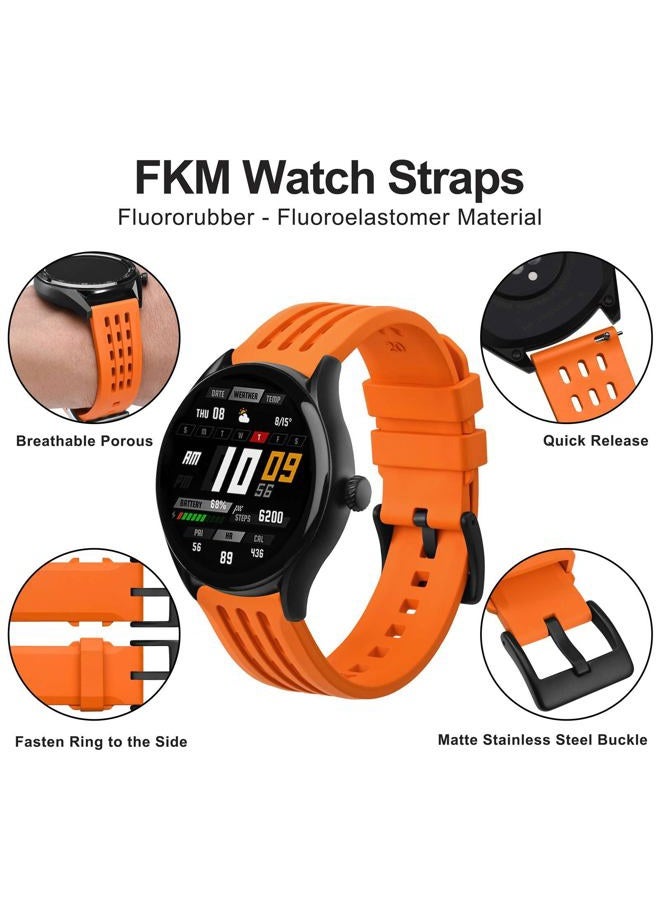 WOCCI 20mm Rally Watch Band, FKM Rubber Strap, Quick Release, Black Matte Buckle (Orange) - Image 4