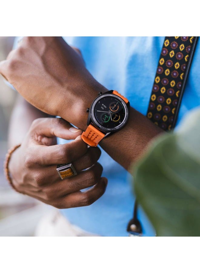 WOCCI 20mm Rally Watch Band, FKM Rubber Strap, Quick Release, Black Matte Buckle (Orange) - Image 2