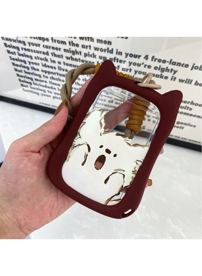 NIBEMINENT 1 - Piece Surprised Puppy Kpop Photo Card Holder Pendant Key Chain ID Badge Holder ID Card Holder Photo Card Protector for School ID Office ID Access Card for Women Girls - Image 1