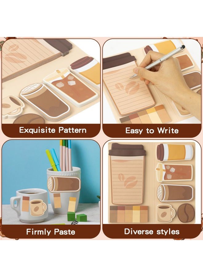 B1ykin Sticky Notes Set - Cartoon Theme Cute Self-Stick Notes Pad Teacher Appreciation Gifts， Self-Adhesive Writing Memo Pages Sticky to Do Notepad for Kids Employee School Office (Coffee Lovers) - Image 3