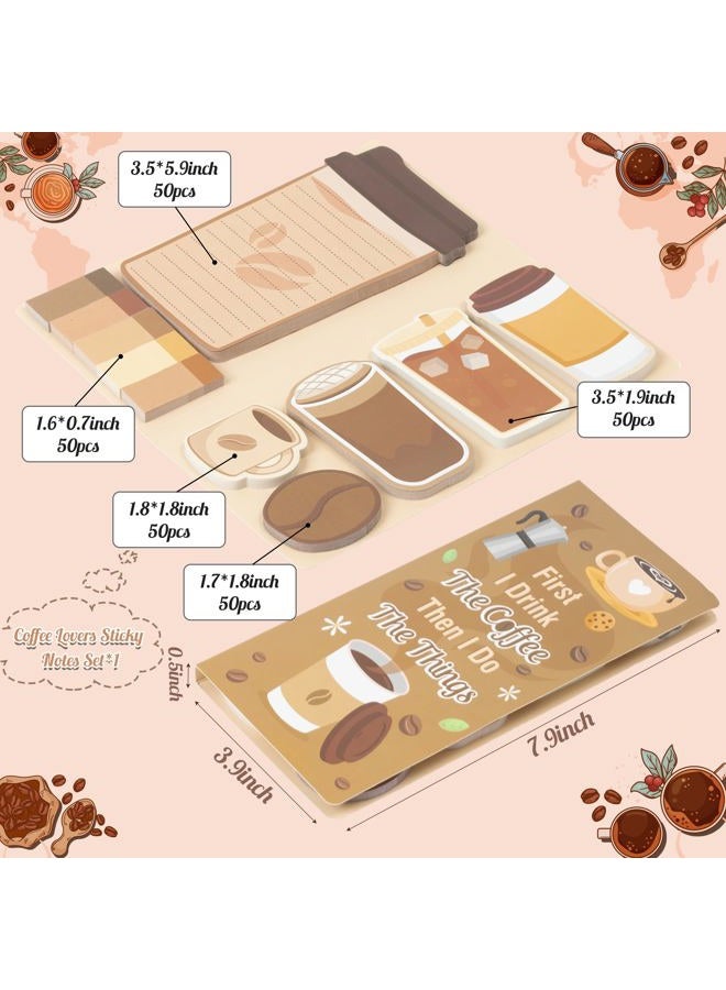 B1ykin Sticky Notes Set - Cartoon Theme Cute Self-Stick Notes Pad Teacher Appreciation Gifts， Self-Adhesive Writing Memo Pages Sticky to Do Notepad for Kids Employee School Office (Coffee Lovers) - Image 2