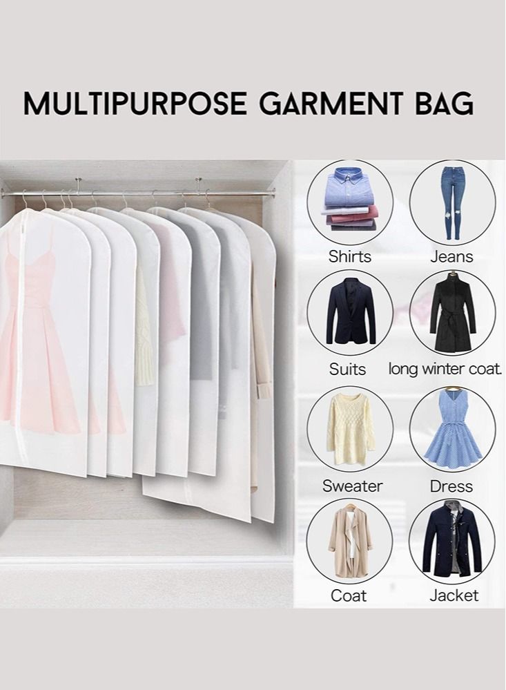 Pack of 10 Hanging Garment Bags with Full Zipper Moisture proof and Dust proof Cover for Closet Clothes Storage Perfect for T Shirts Suits and Long Dresses