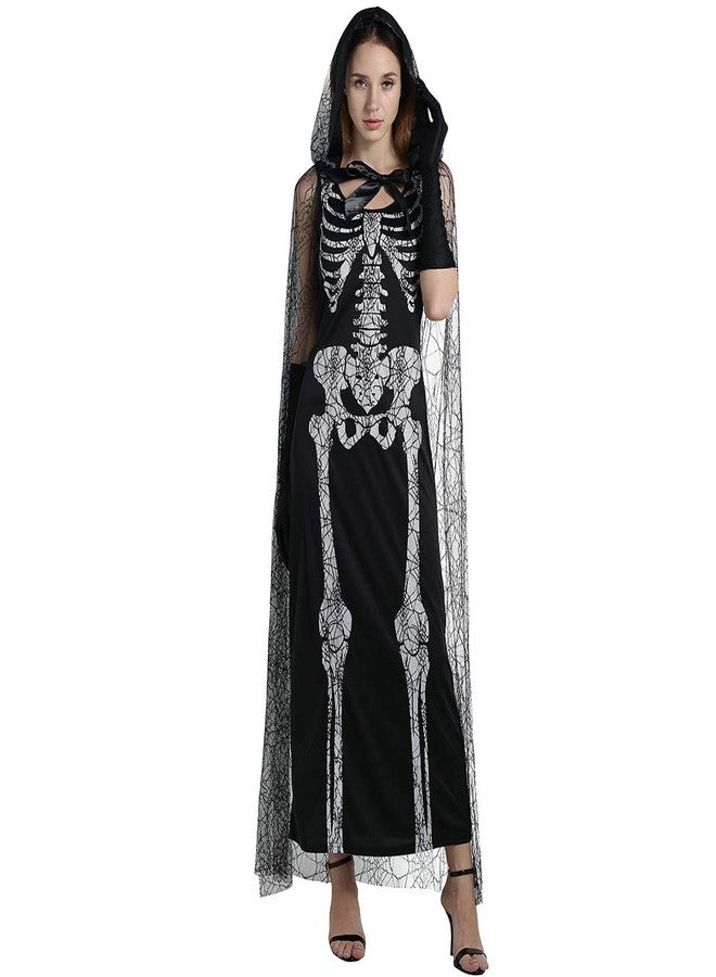 EraSpooky Women's Spider Web Skeleton Adult Halloween Costume(Black, OneSize) - Image 3